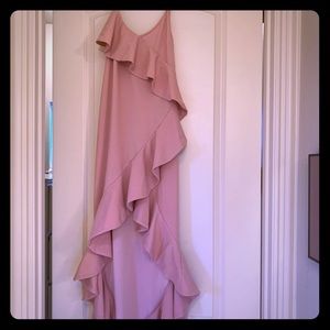 Ruffle Dress High front Low back spaghetti straps